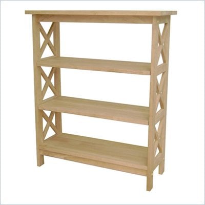Unfinished Wood Store on Unfinished Wood X Sided 3 Shelf Open Bookcase By