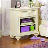Lea Jessica McClintock Romance Open 1 Drawer Nightstand with 1 Fixed Shelf and Antique White Wood Finish