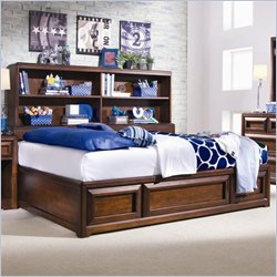 Lea Elite Expressions Kids Bookcase Platform Storage Bed in Root Beer Cherry Finish