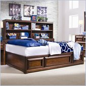 Lea Elite Expressions Kids Bookcase Platform Storage Bed in Root Beer Cherry Finish