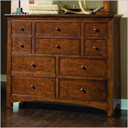 Lea Elite Crossover 10 Drawer Bureau Double Dresser in Burnished Cherry Finish