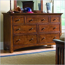 Lea Elite Crossover 7 Drawer Double Dresser in Burnished Cherry Finish