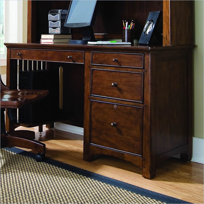 Lea Elite Crossover Wood Top Desk in Burnished Cherry Finish