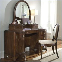 Lea Elite Rhapsody Wood Pedestal Vanity/Desk in Dark Cherry