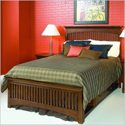Lea Elite Crossover Slat Bed in Burnished Cherry Finish-Queen