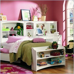 Lea Getaway Kids Wood Bookcase Bed 5 Piece Bedroom Set in White