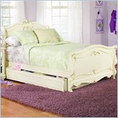 Lea Jessica McLintock Romance Kids Wood Sleigh Bed in Antique White 4 Piece Bedroom Set