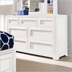 Lea Elite Reflections Kids 7 Drawer Double Dresser in Aspen White Finish
