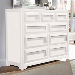 Lea Elite Reflections Kids 9 Drawer Double Dresser in Aspen White Finish