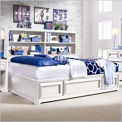 Lea Elite Reflections Kids Bookcase Platform Storage Bed in Aspen White Finish