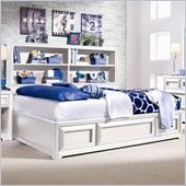 Lea Elite Reflections Kids Bookcase Platform Storage Bed in Aspen White Finish