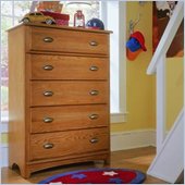 Lea Austin Kids 5 Drawer Chest in Medium Brown Oak Finish