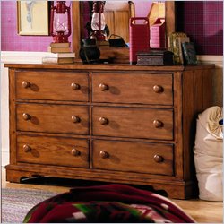 Lea Jackson Creek 6 Drawer Double Dresser in Distressed Medium Oak Finish