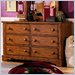 Lea Jackson Creek 6 Drawer Double Dresser in Distressed Medium Oak Finish