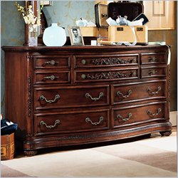 Lea Jessica McClintock Heirloom 7 Drawer Double Dresser with Dark Cherry Wood Finish