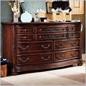 Lea Jessica McClintock Heirloom 7 Drawer Double Dresser with Dark Cherry Wood Finish