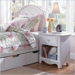 Lea Haley Wood Top Nightstand in White Finish