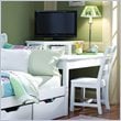 ADD TO YOUR SET: Lea Haley Wood Top Corner Unit with Built-in Storage in White Finish