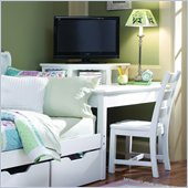 Lea Haley Wood Top Corner Unit with Built-in Storage in White Finish