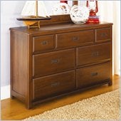 Lea Dillon 7 Drawer Double Dresser in Distressed Brown Cherry Finish