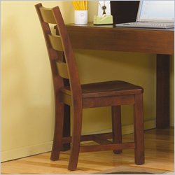 Lea Dillon Wood Desk Chair in Distressed Brown Cherry Finish