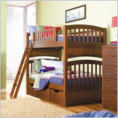 Lea Dillon Wood Bunk Bed in Distressed Brown Cherry Finish