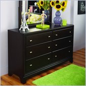 Lea Midtown 6 Drawer Double Dresser in Dark Cherry Finish