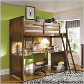 Lea Elite Classics Loft Bed with Top Desk Panel in Brown Cherry Finish