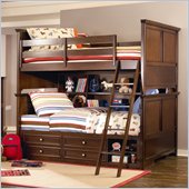 Lea Covington Bunk Bed with Storage and Bookcase in Cherry