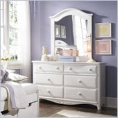 Lea Haley 6 Drawer Double Dresser and Mirror Set in White Finish