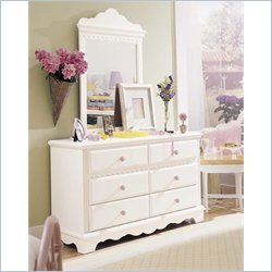 Lea Spring Garden Double Dresser and Vertical Mirror Set in White