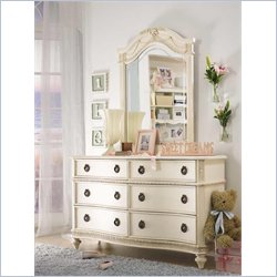 Lea Emma's Treasures 6 Drawer Double Dresser and Mirror Set in White