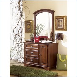 Lea Deer Run Kids 3 Drawer Single Brown Cherry Dresser and Mirror Set