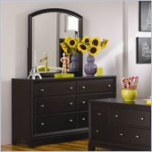 Lea Midtown 6 Drawer Double Dresser and Mirror Set in Dark Cherry