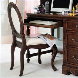 Lea Jessica McClintock Heirloom Upholstered Desk Chair with Cream Fabric and Dark Cherry Wood Finish