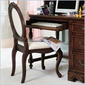 Lea Jessica McClintock Heirloom Upholstered Desk Chair with Cream Fabric and Dark Cherry Wood Finish
