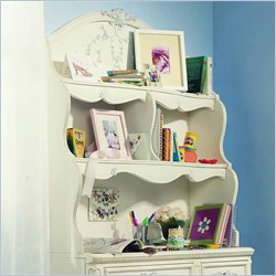 Lea Jessica McClintock Romance Large 2 Shelf Hutch with Cork Back and Antique White Wood Finish