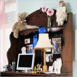 Lea Jessica McClintock Heirloom Computer Hutch with Cork Back, Cord Management and Dark Cherry Wood Finish