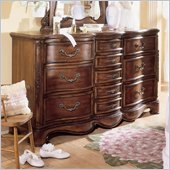 Lea Jessica McClintock Heirloom 10 Drawer Triple Dresser with Dark Cherry Wood Finish
