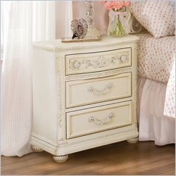 Lea Jessica McClintock Romance 3 Drawer Nightstand with Antique White Wood Finish