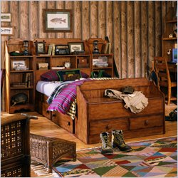Lea Jackson Creek Kids Wood Bookcase Bed 3 Piece Bedroom Set in Distressed Oak