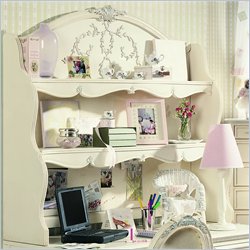 Lea Jessica McClintock Romance 2 Shelf Computer Hutch with Cork Back and Antique White Wood Finish