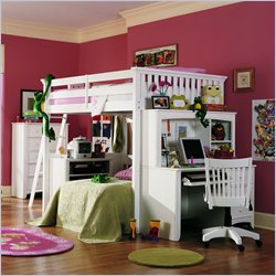Lea Getaway Loft Bed with Under-Loft Bed Frame and Media Cabinet