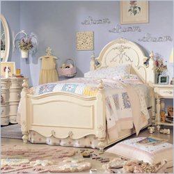 Lea Jessica McClintock Romance Kids Panel Bed in Antique White Finish-Queen