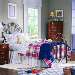 Lea Antique Treasures Twin or Full Metal Bed and 1 Drawer Nightstand Set