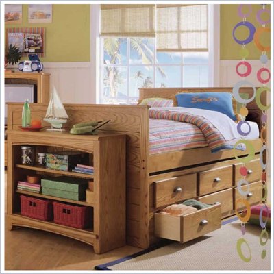 Lea Austin Kids Captain's Bed in Medium Brown Oak Finish