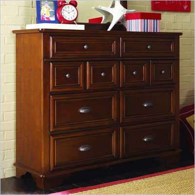 Lea Deer Run Bureau Double Dresser in Brown Cherry Finish