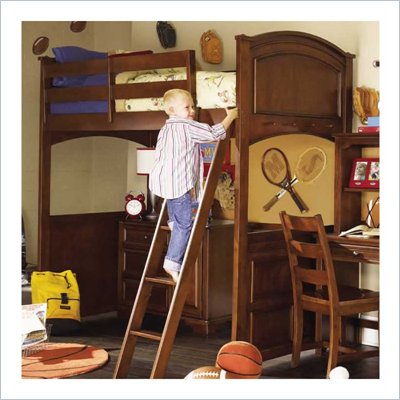 Lea Deer Run Wood Loft Bunk Bed in Brown Cherry Finish