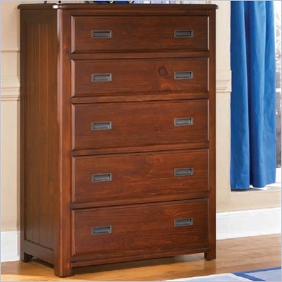 Lea Dillon 5 Drawer Chest in Distressed Brown Cherry Finish