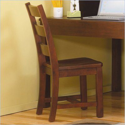 Lea Dillon Wood Desk Chair in Distressed Brown Cherry Finish